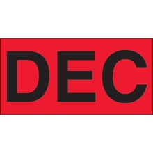 3 x 6" - "DEC" (Fluorescent Red) Months of the Year Labels