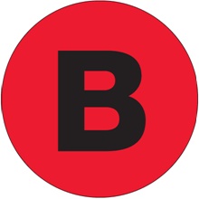 2" Circle - "B" (Fluorescent Red) Letter Labels