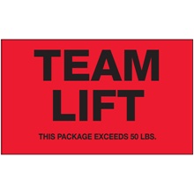 3 x 5" - "Team Lift" (Fluorescent Red) Labels