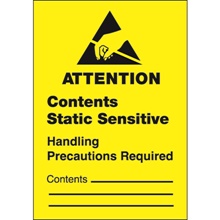 1 3/4 x 2 1/2" - "Contents Static Sensitive" Labels