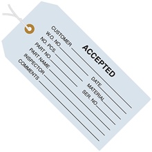 4 3/4 x 2 3/8" - "Accepted (Blue)" Inspection Tags - Pre-Strung