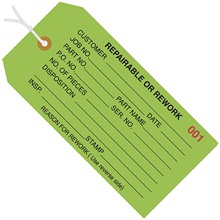 4 3/4 x 2 3/8" - "Repairable or Rework" Inspection Tags - Pre-Strung