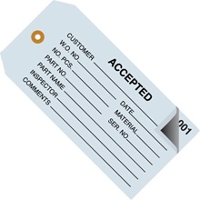 4 3/4 x 2 3/8" - "Accepted" Inspection Tags 2 Part - Numbered 000 - 499