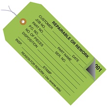 4 3/4 x 2 3/8" - "Repairable or Rework" Inspection Tags 2 Part - Numbered 000 - 499 - Pre-Wired