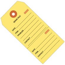 6 1/4 x 3 1/8" Yellow Repair Tags Consecutively Numbered