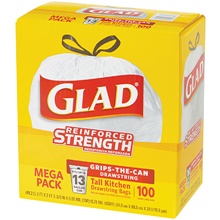 Glad® Drawstring Trash Bags - 13 Gallon, White