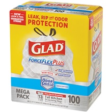 Glad® ForceFlex® Trash Bags - 13 Gallon, White