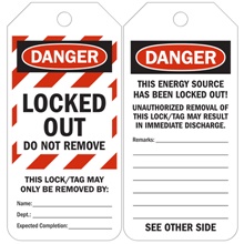 6.25" x 3" Lock-Out Tag-Out Safety Tags - "Equipment Locked Out", Dispenser Box, Plain