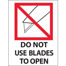 3 x 4" - "Do Not Use Blades to Open" Labels