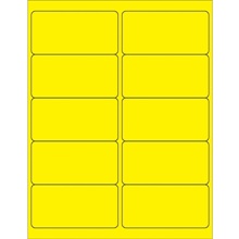 4 x 2" Fluorescent Yellow Removable Rectangle Laser Labels