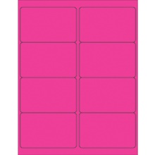 4 x 2 1/2" Fluorescent Pink Rectangle Laser Labels