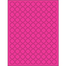 3/4" Fluorescent Pink Circle Laser Labels