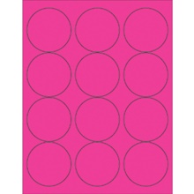 2 1/2" Fluorescent Pink Circle Laser Labels
