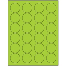 1 2/3" Fluorescent Green Circle Laser Labels