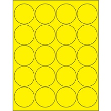 2" Fluorescent Yellow Circle Laser Labels