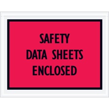 7 x 5 1/2" Red "Safety Data Sheets Enclosed" Envelopes