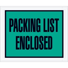 4 1/2 x 5 1/2" Green "Packing List Enclosed" Envelopes