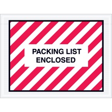 4 1/2 x 6" Red (Striped) "Packing List Enclosed" Envelopes