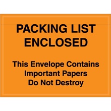 4 1/2 x 6" Orange "Important Papers Enclosed" Envelopes