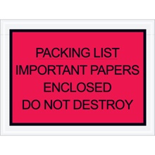 4 1/2 x 6" Red "Important Papers Enclosed" Envelopes