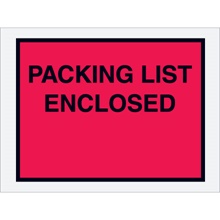 4 1/2 x 6" Red "Packing List Enclosed" Envelopes