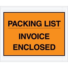 4 1/2 x 5 1/2" Orange "Packing List/Invoice Enclosed" Envelopes