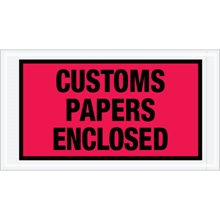 5 1/2 x 10" Red "Customs Papers Enclosed" Envelopes