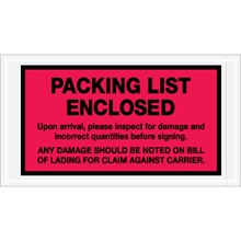 5 1/2 x 10" Red "Packing List Enclosed" Envelopes