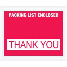 4 1/2 x 5 1/2" Red "Packing List Enclosed - Thank You" Envelopes