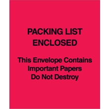 5 x 6" Red (Paper Face) "Packing List Enclosed This Envelope Contains…"