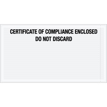 6 x 11" "Certificate of Compliance Enclosed" Transportation Envelopes
