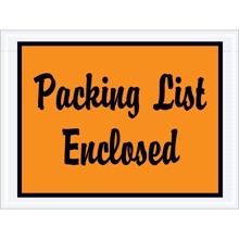 4 1/2 x 6" Orange "Packing List Enclosed" Envelopes