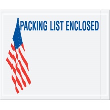 4 1/2 x 5 1/2" U.S.A. Flag "Packing List Enclosed" Envelopes