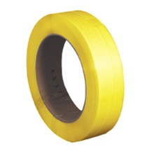 1/2" x .022 x 7200' Yellow 16 x 6" Core Hand Grade Polypropylene Strapping - Embossed