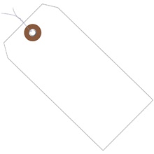 4 3/4 x 2 3/8" White Plastic Shipping Tags - Pre-Wired