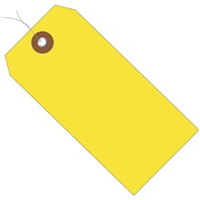 4 3/4 x 2 3/8" Yellow Plastic Shipping Tags - Pre-Wired