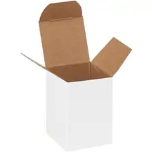 1 1/2 x 1 1/2 x 2 1/4" White Reverse Tuck Folding Cartons
