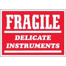 3 x 5" - "Fragile - Delicate Instruments" Labels