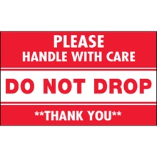 3 x 5" - "Do Not Drop - Please Handle With Care" Labels