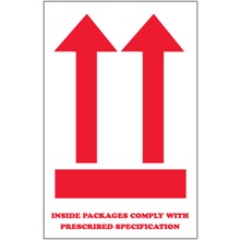 4 x 6" - "Inside Packages Comply..." Arrow Labels