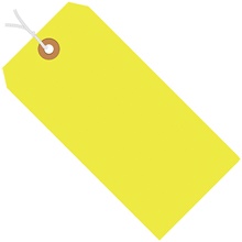 3 1/4 x 1 5/8" Fluorescent Yellow 13 Pt. Shipping Tags - Pre-Strung