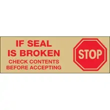 2" x 55 yds. - "Stop If Seal Is Broken..." Tan (18 Pack) Tape Logic®Messaged Carton Sealing Tape