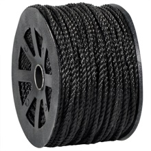 3/8", 2,450 lb, Black Twisted Polypropylene Rope