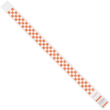 3/4 x 10" Orange Checkerboard Tyvek® Wristbands