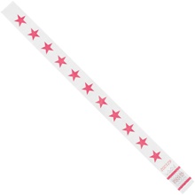 3/4 x 10" Pink Stars Tyvek® Wristbands