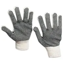 PVC Black Dot Knit Gloves - Small