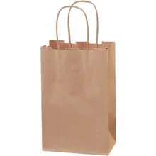 5 1/2 x 3 1/4 x 8 3/8" Kraft Paper Shopping Bags - 100 PK