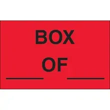 1 1/4 x 2" - "Box ___ Of ___" (Fluorescent Red) Labels