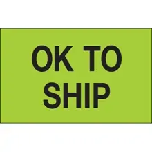 1 1/4 x 2" - "OK To Ship" (Fluorescent Green) Labels