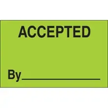 1 1/4 x 2" - "Accepted By" (Fluorescent Green) Labels